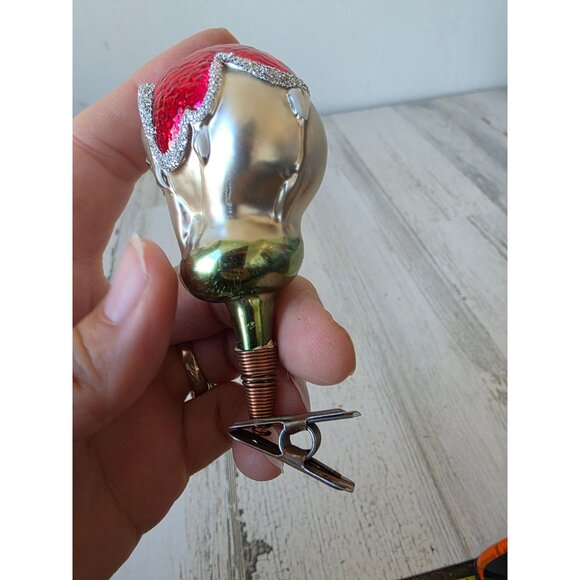 Vintage elephant clip mercury glass ornament glitter Xmas tree - Picture 8 of 8